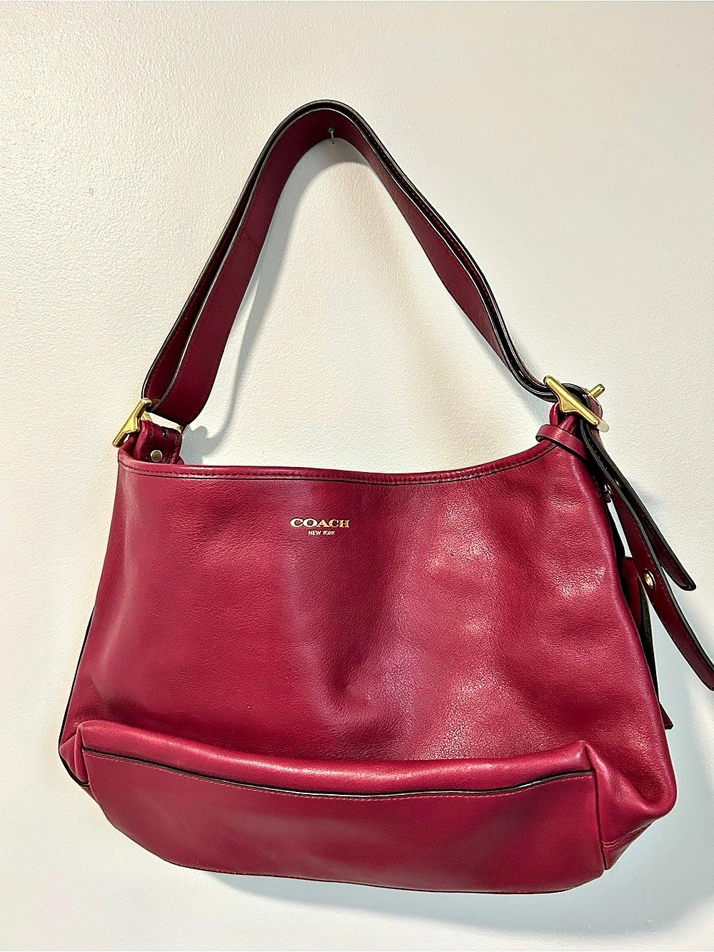 2013 Coach Kristin Leather Hobo Shoulder Bag Red